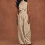 Completo Donna Cotone Lino Gamba Larga Senza Maniche