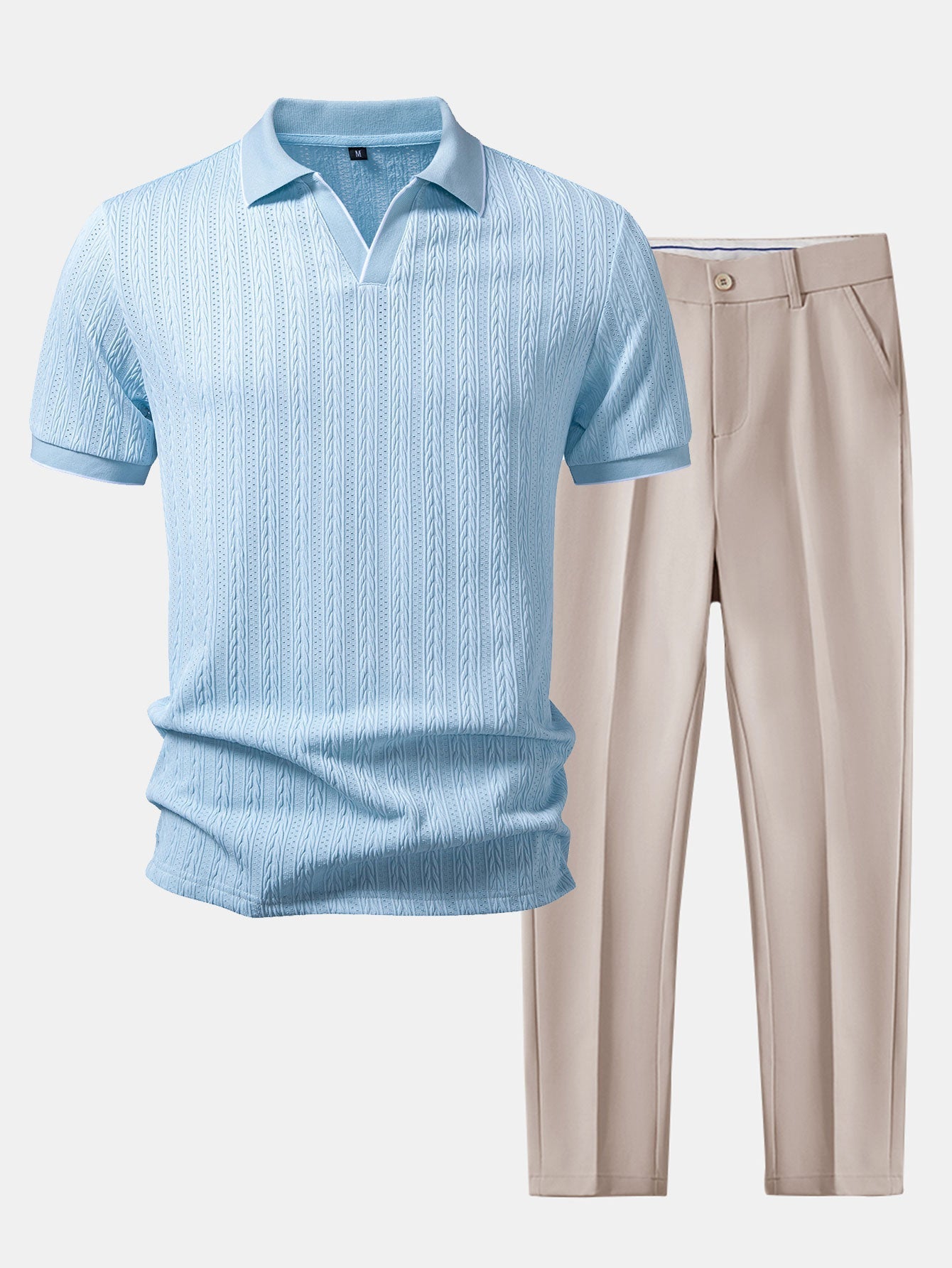 Completo Polo Jacquard Geometrico con Pantaloni Slim