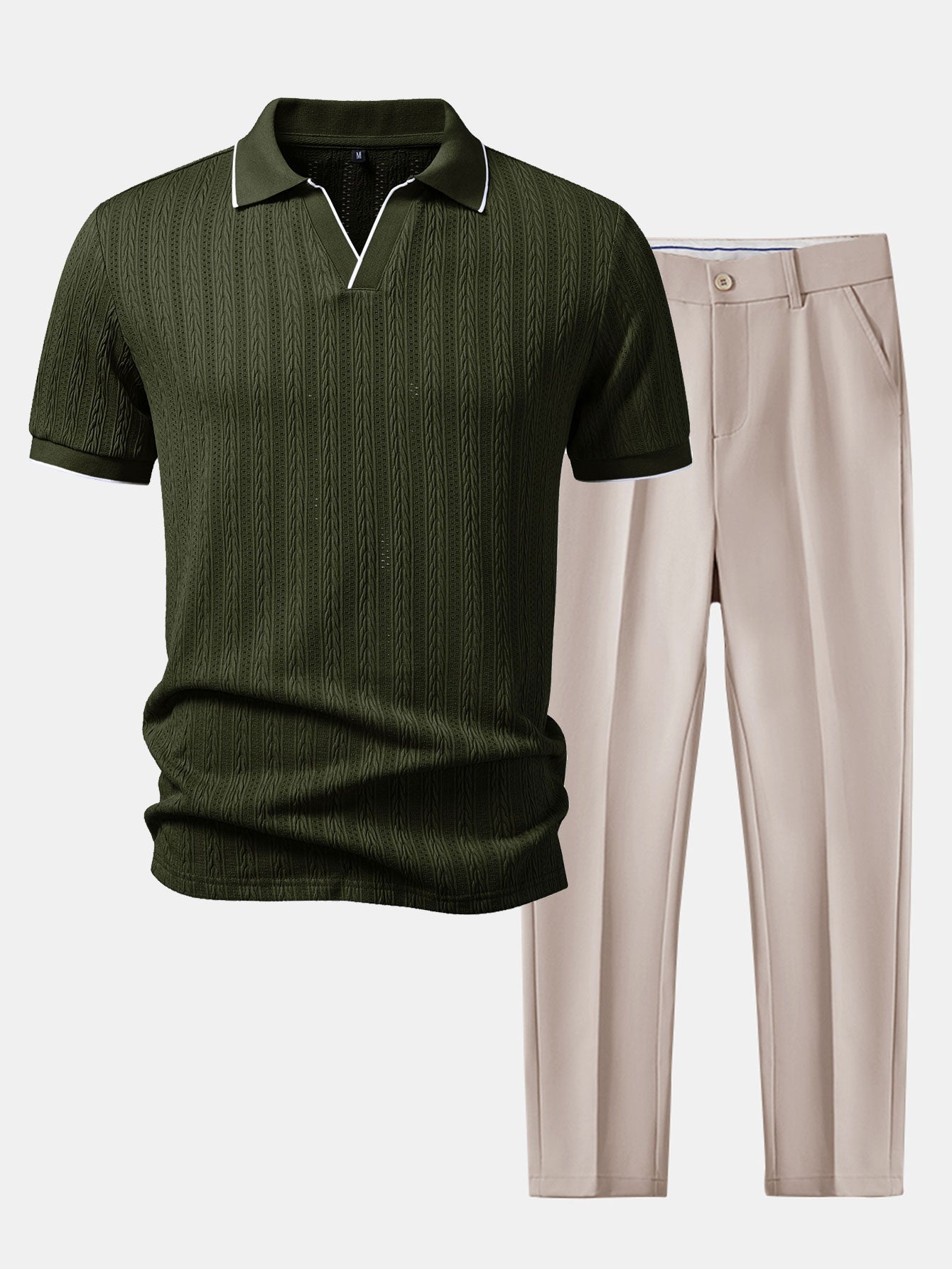 Completo Polo Jacquard Geometrico con Pantaloni Slim