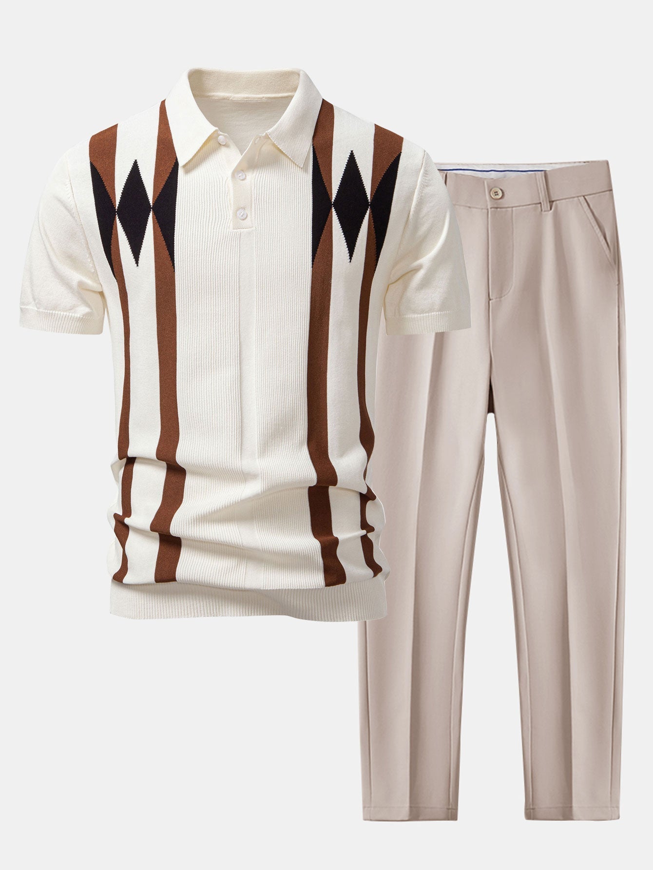 Completo Polo Jacquard Geometrico e Pantaloni Slim