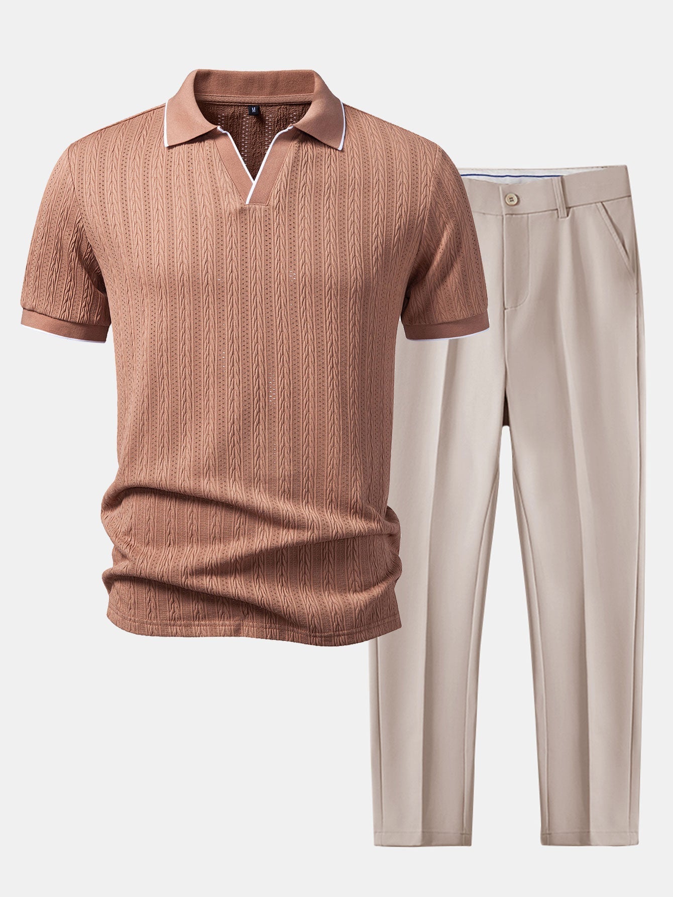 Completo Polo Jacquard Geometrico con Pantaloni Slim