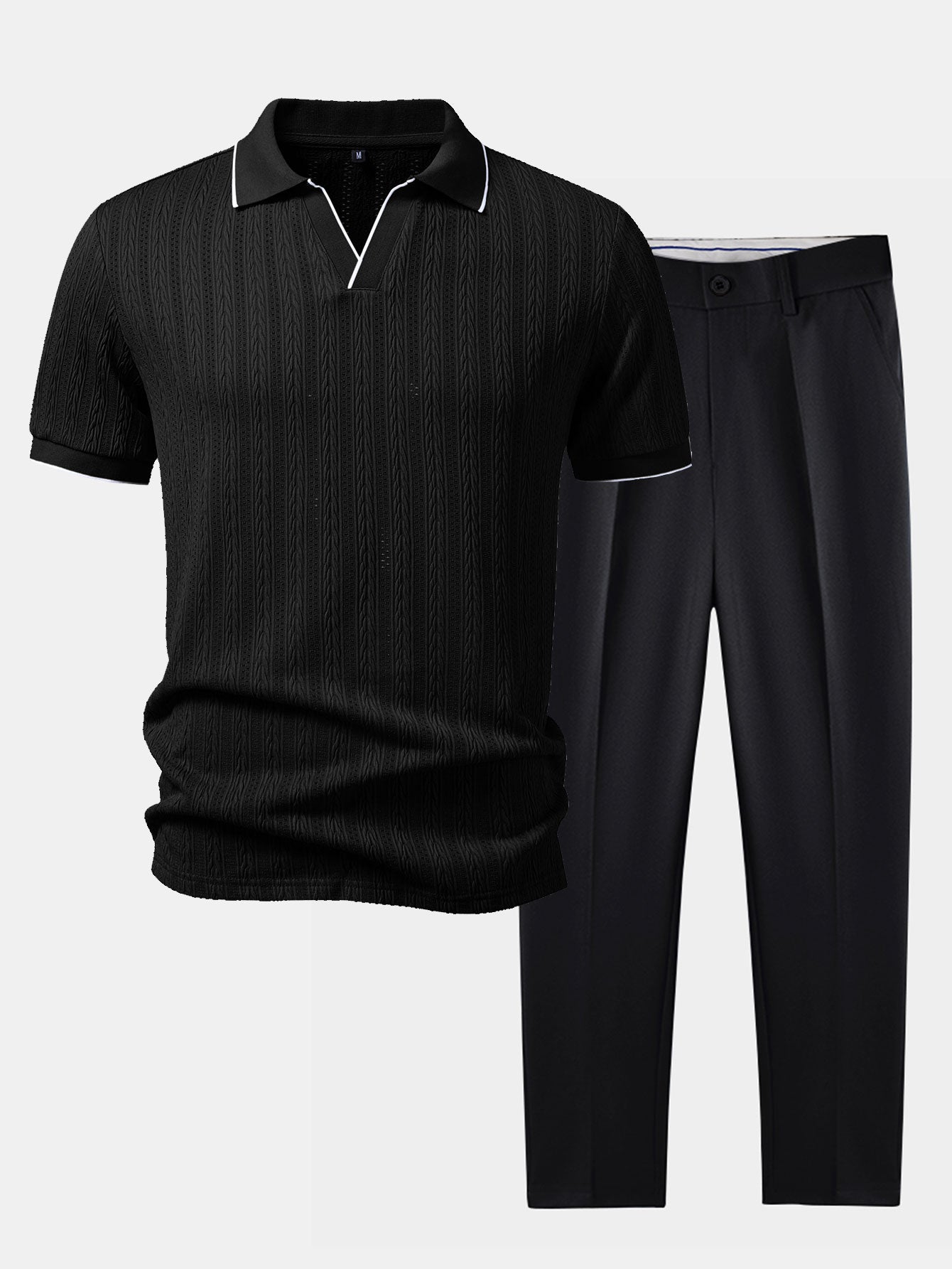 Completo Polo Jacquard Geometrico con Pantaloni Slim