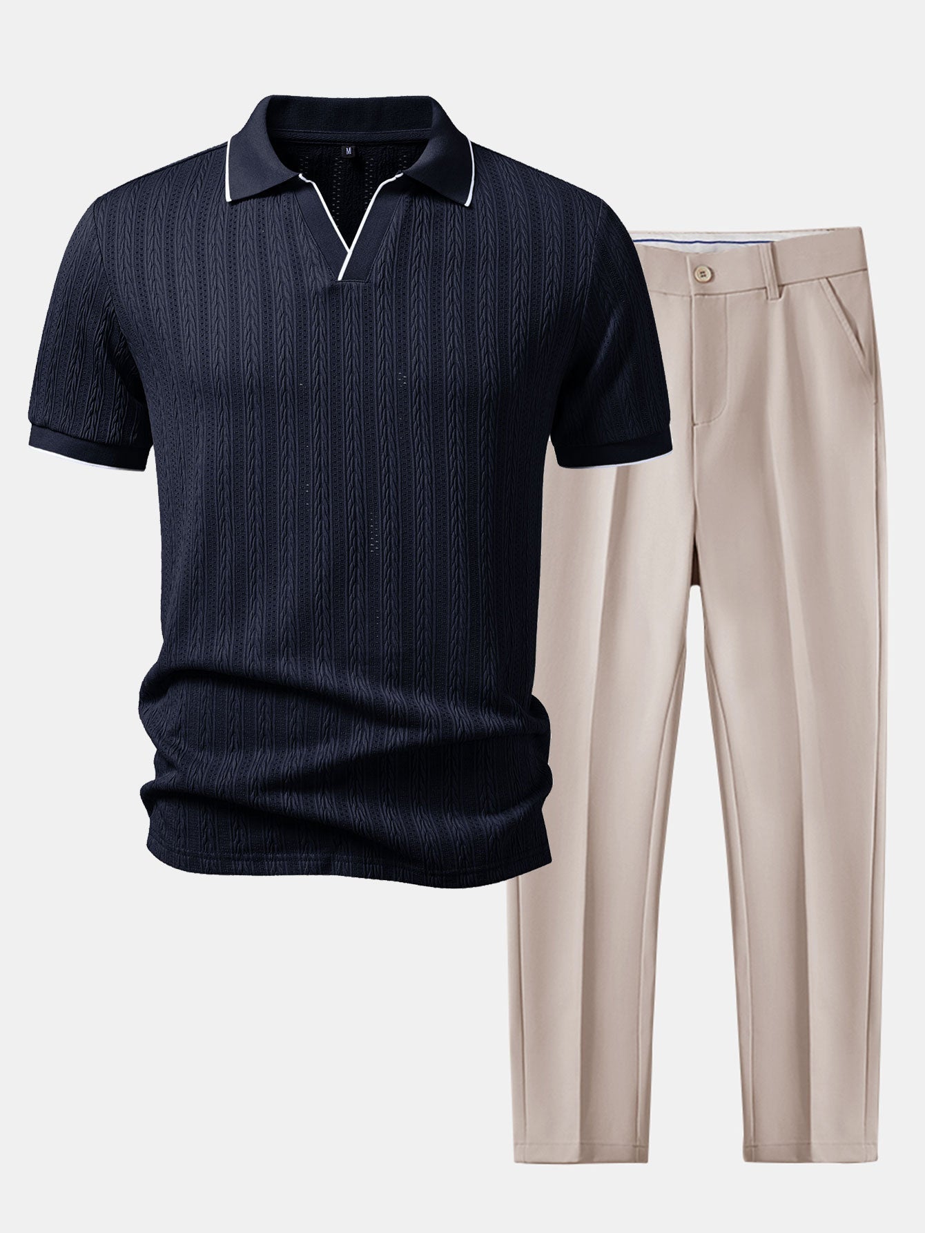 Completo Polo Jacquard Geometrico con Pantaloni Slim
