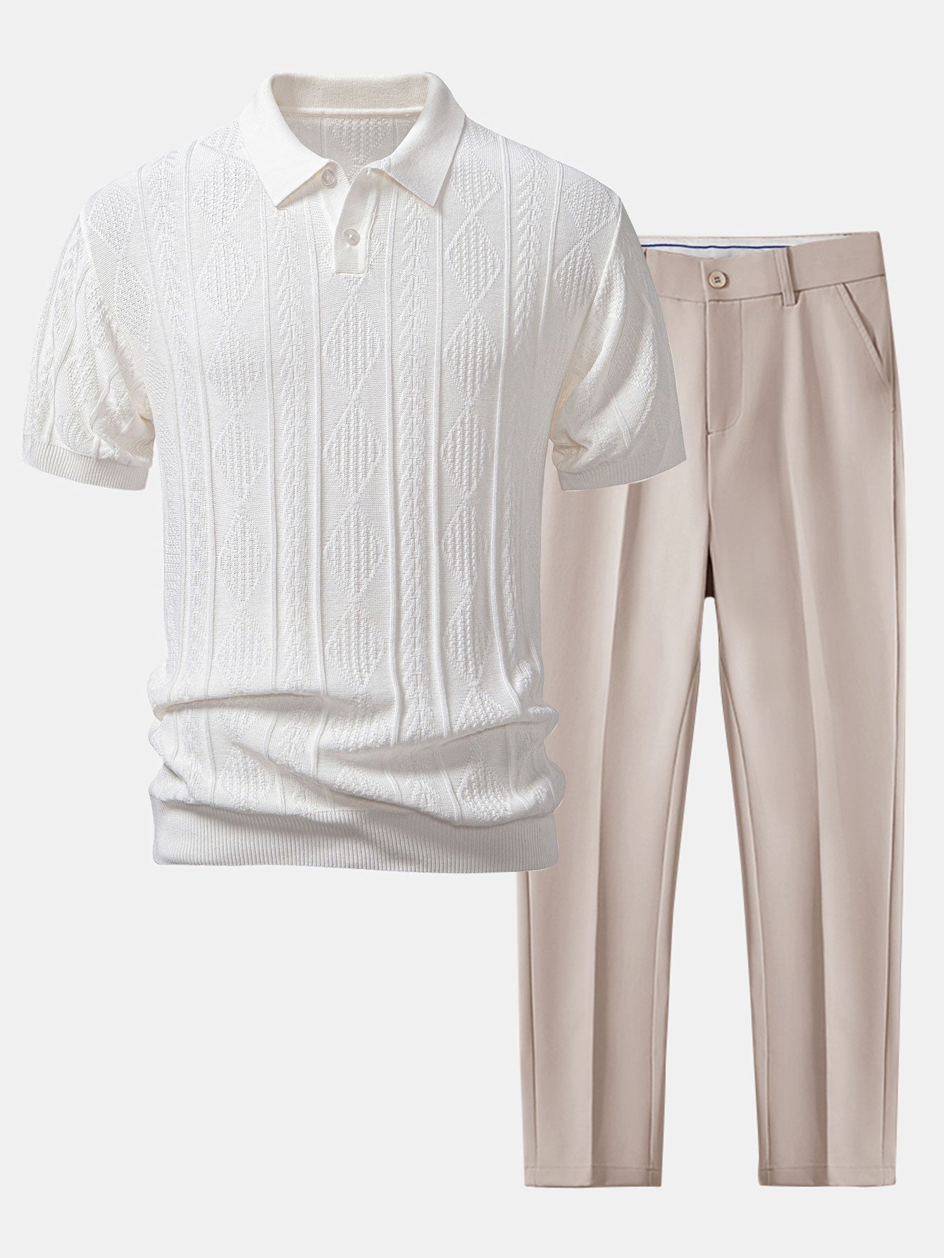 Completo Polo Jacquard e Pantalone Slim Tapered