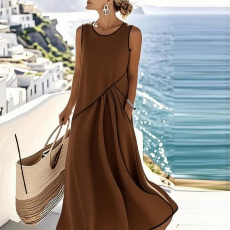 Vestito Midi Boho da Spiaggia con Scollo a V