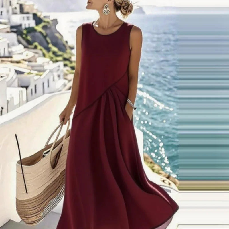 Vestito Midi Boho da Spiaggia con Scollo a V