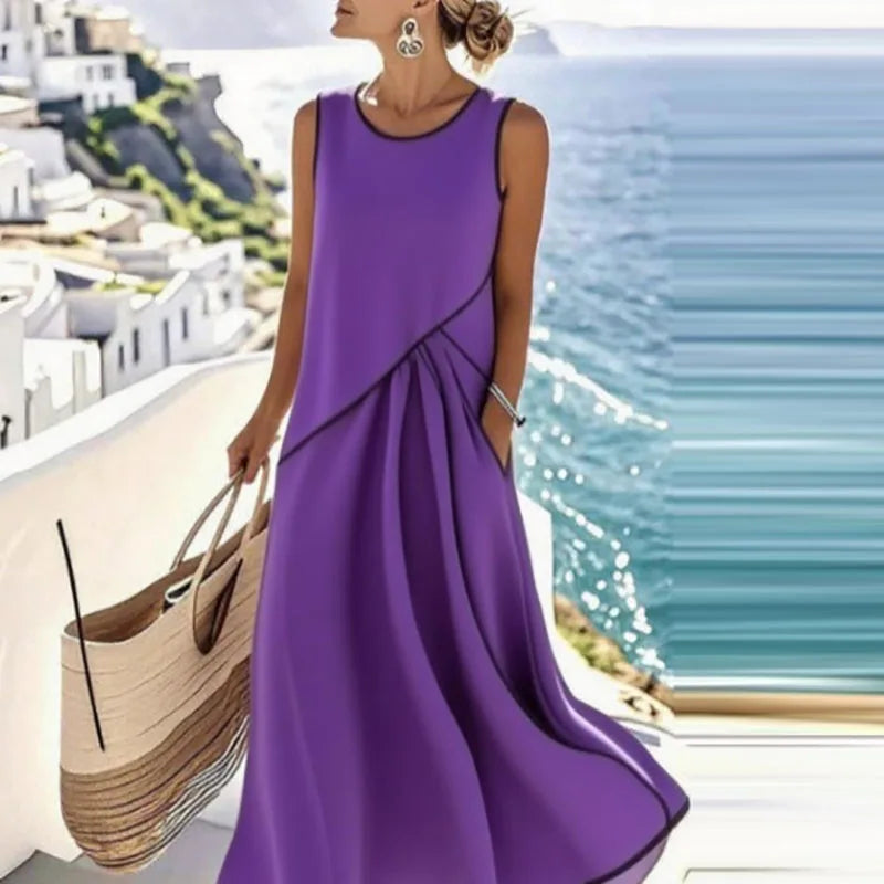 Vestito Midi Boho da Spiaggia con Scollo a V