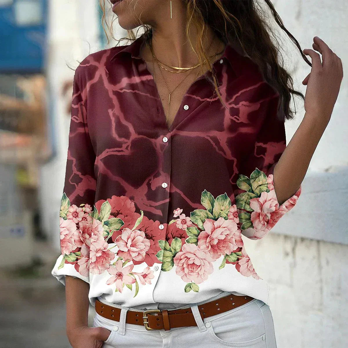 Blusa Estampada Elegante de Mujer – Corte Femenino