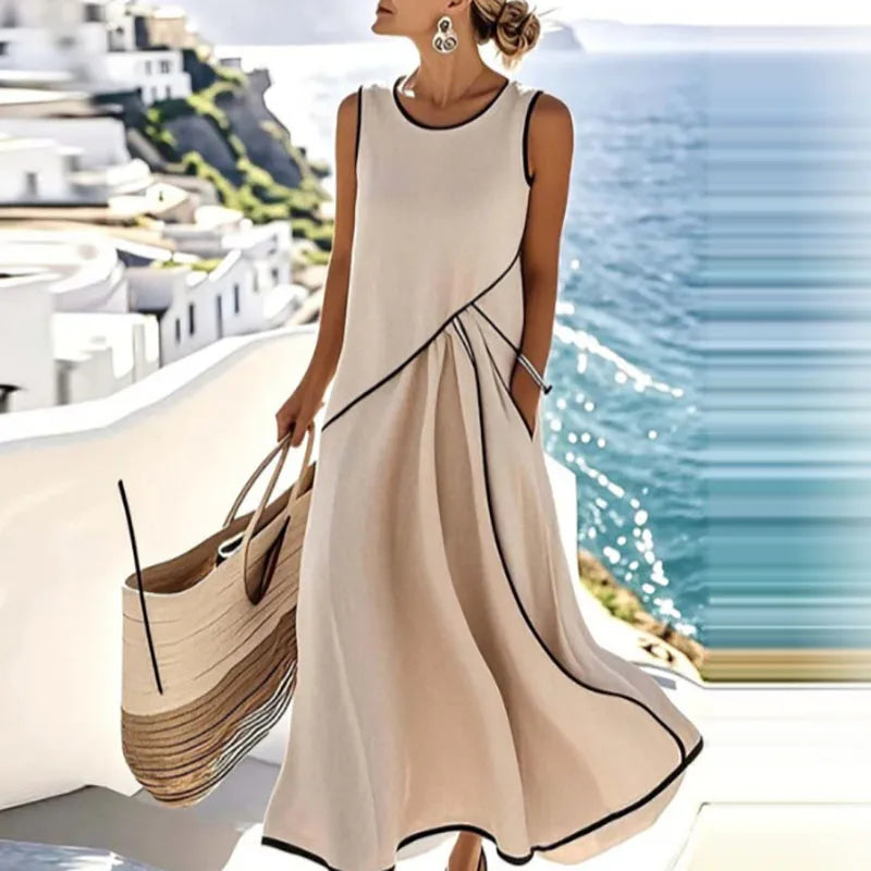 Vestito Midi Boho da Spiaggia con Scollo a V