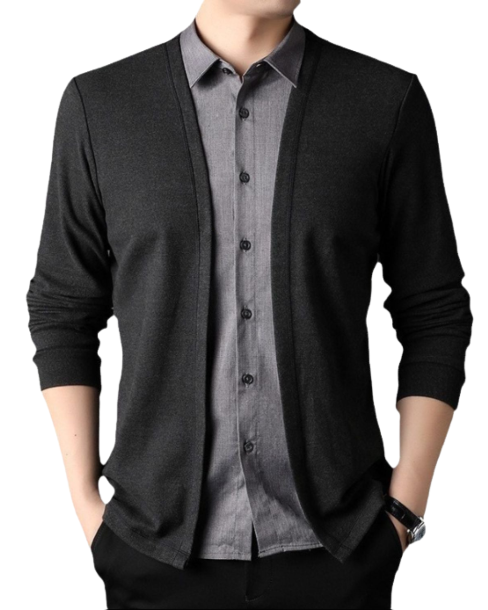 Camisa Cárdigan Hombre 2 en 1 de Tejido Premium