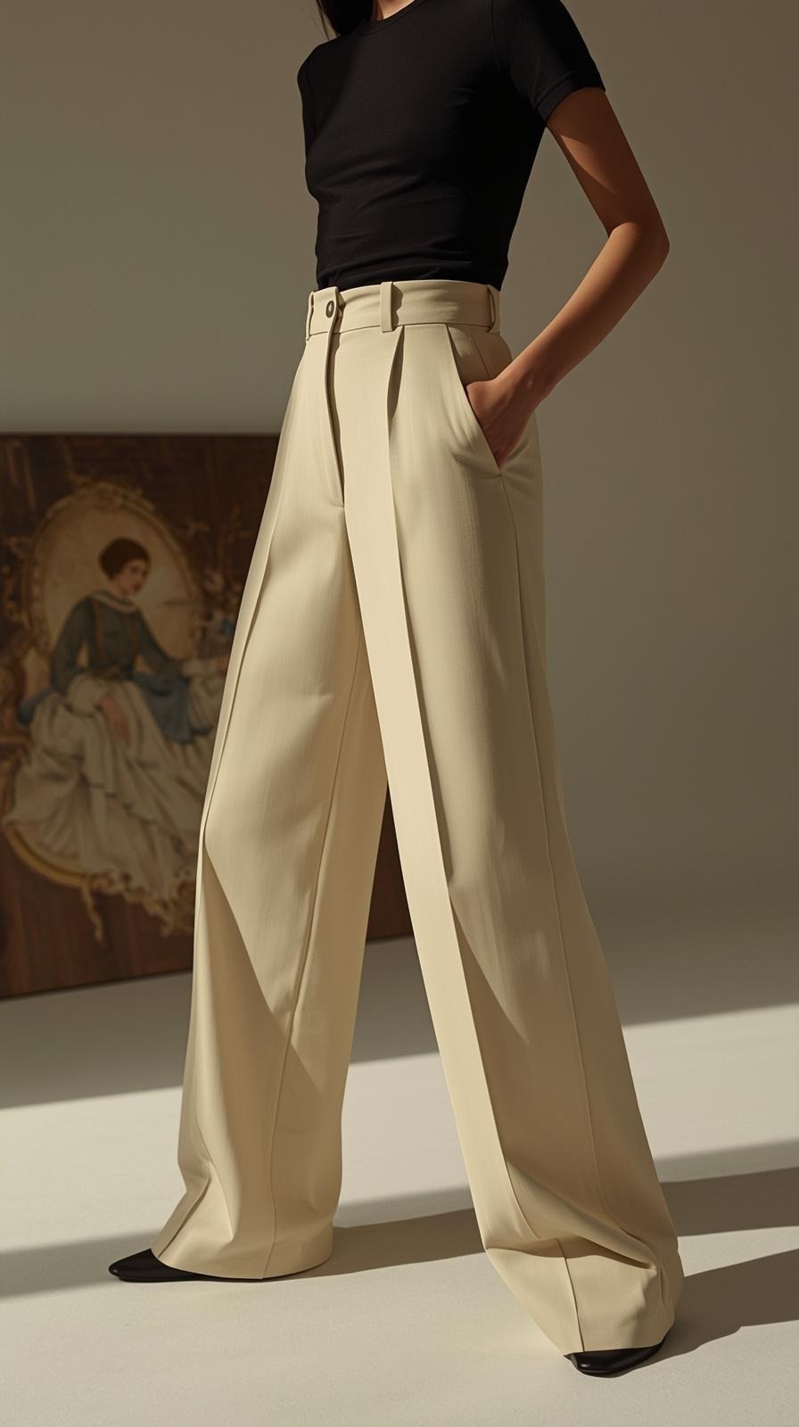 Pantaloni Modellanti Donna Vita Alta Gamba Larga