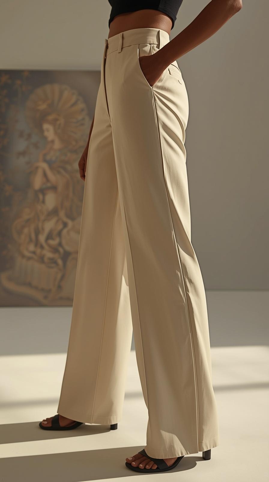 Pantaloni Modellanti Donna Vita Alta Gamba Larga