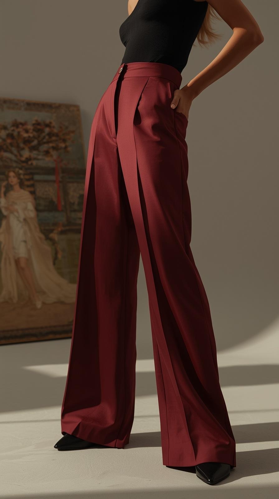 Pantaloni Modellanti Donna Vita Alta Gamba Larga