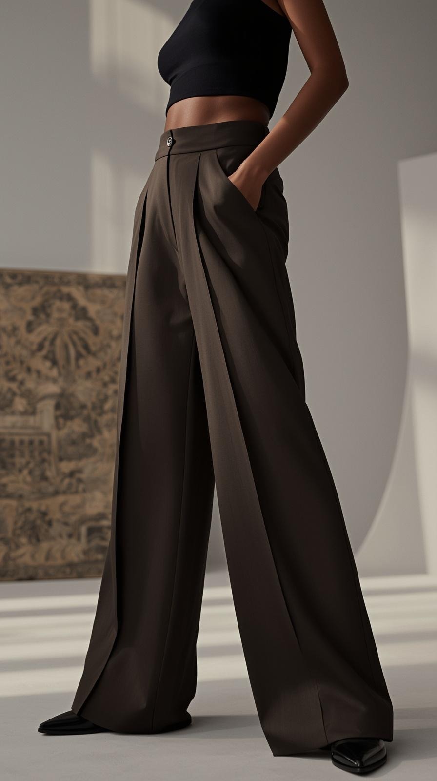 Pantaloni Modellanti Donna Vita Alta Gamba Larga