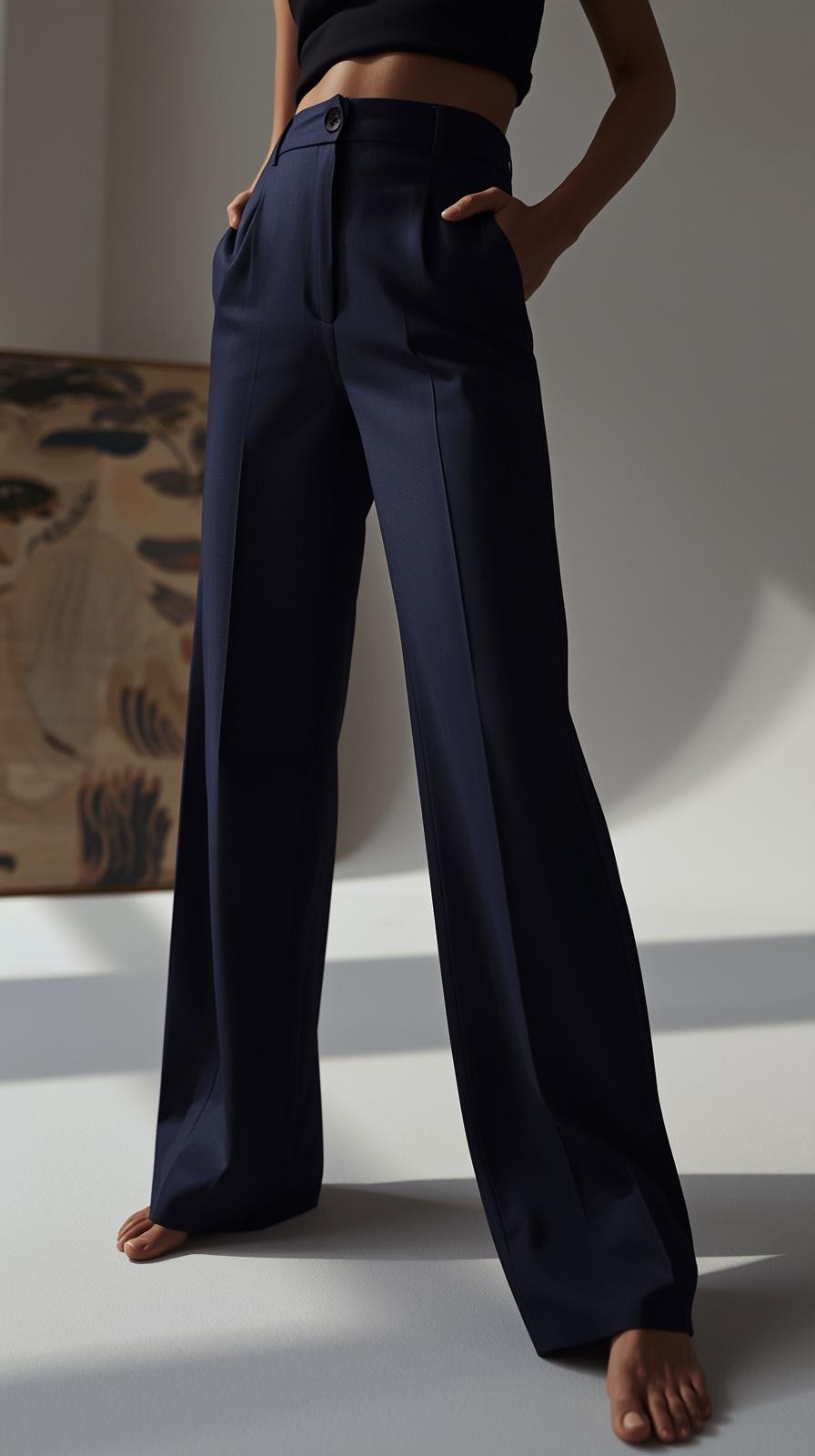 Pantaloni Modellanti Donna Vita Alta Gamba Larga