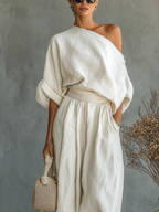 Completo Donna Off Shoulder 2 Pezzi Casual Chic