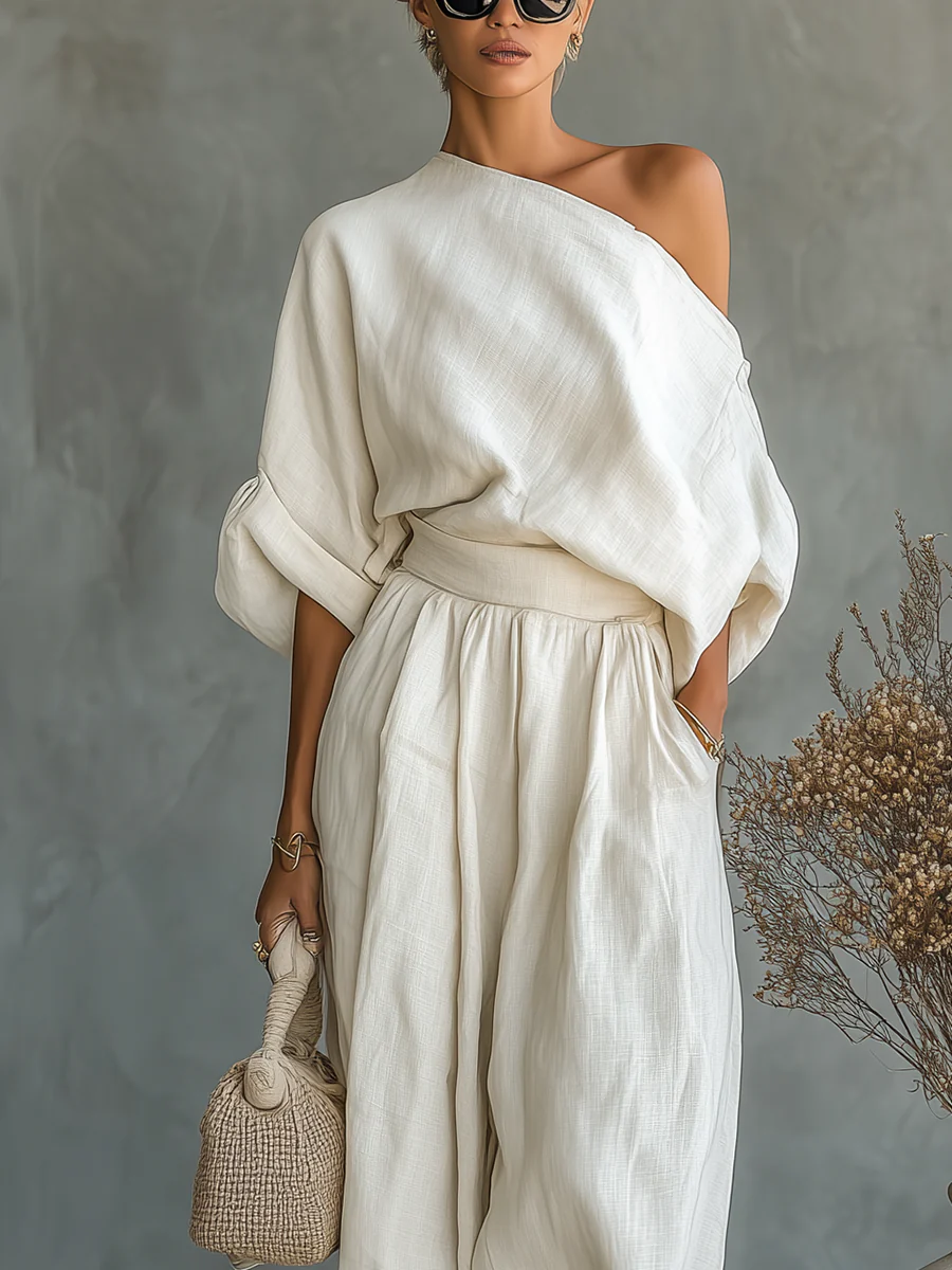 Completo Donna Off Shoulder 2 Pezzi Casual Chic