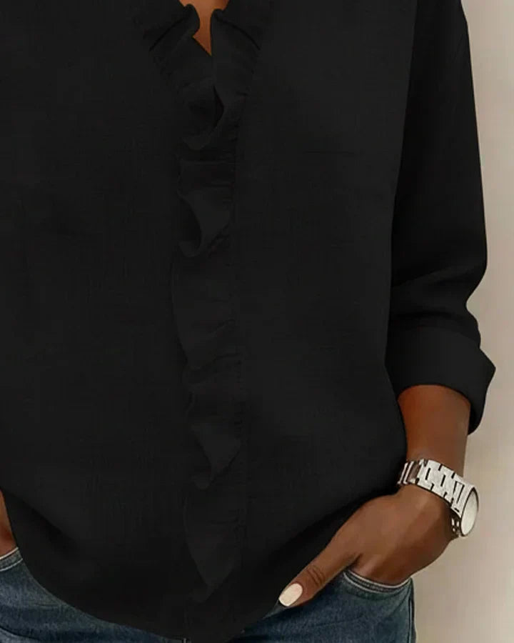 Blusa Elegante Con Scollo a V e Volant Delicati