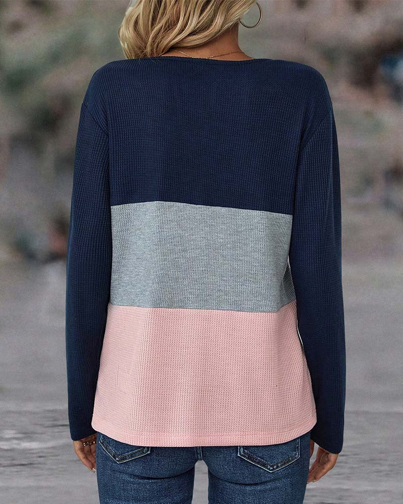 Blusa Colorida con Cuello en V de Corte Suelto
