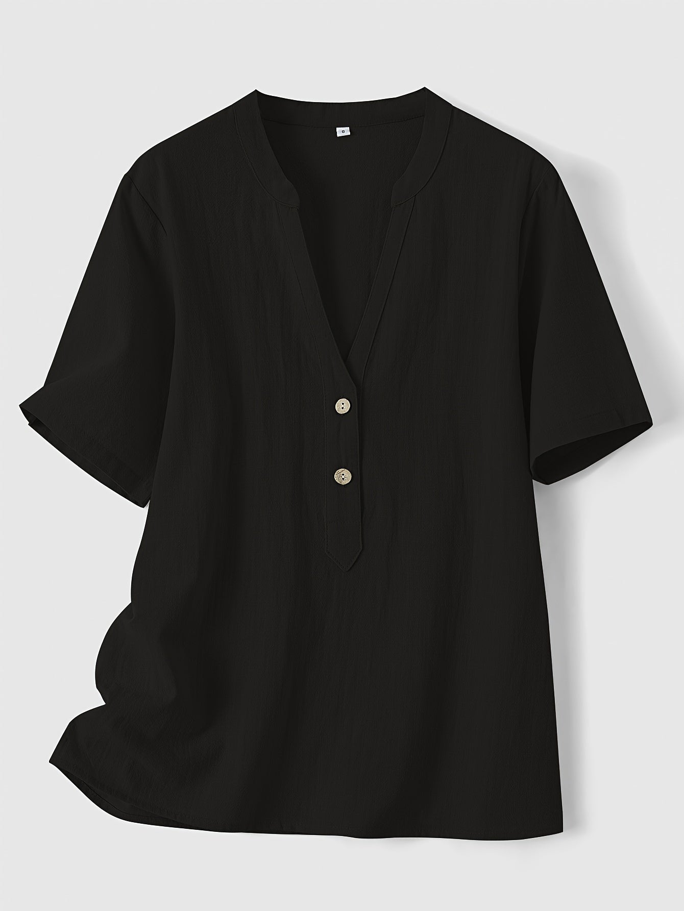 Blusa Elegante con Escote en V y Botones de Madera