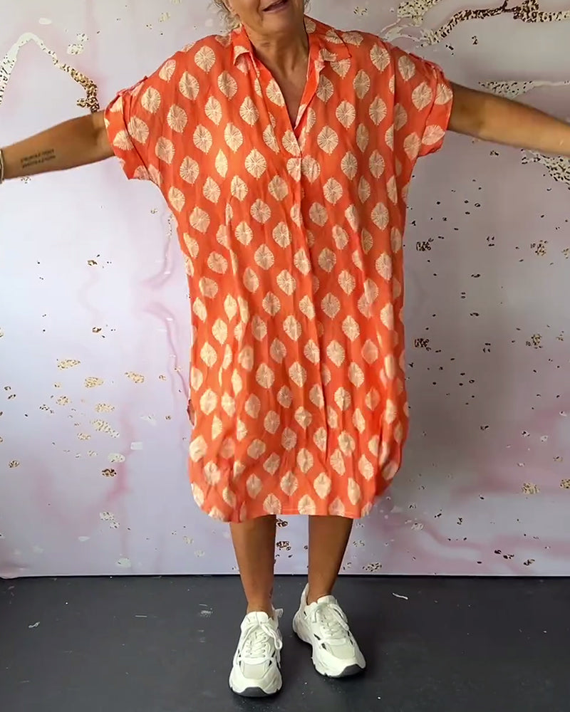 Vestido Midi Holgado de Primavera con Cuello Solapa