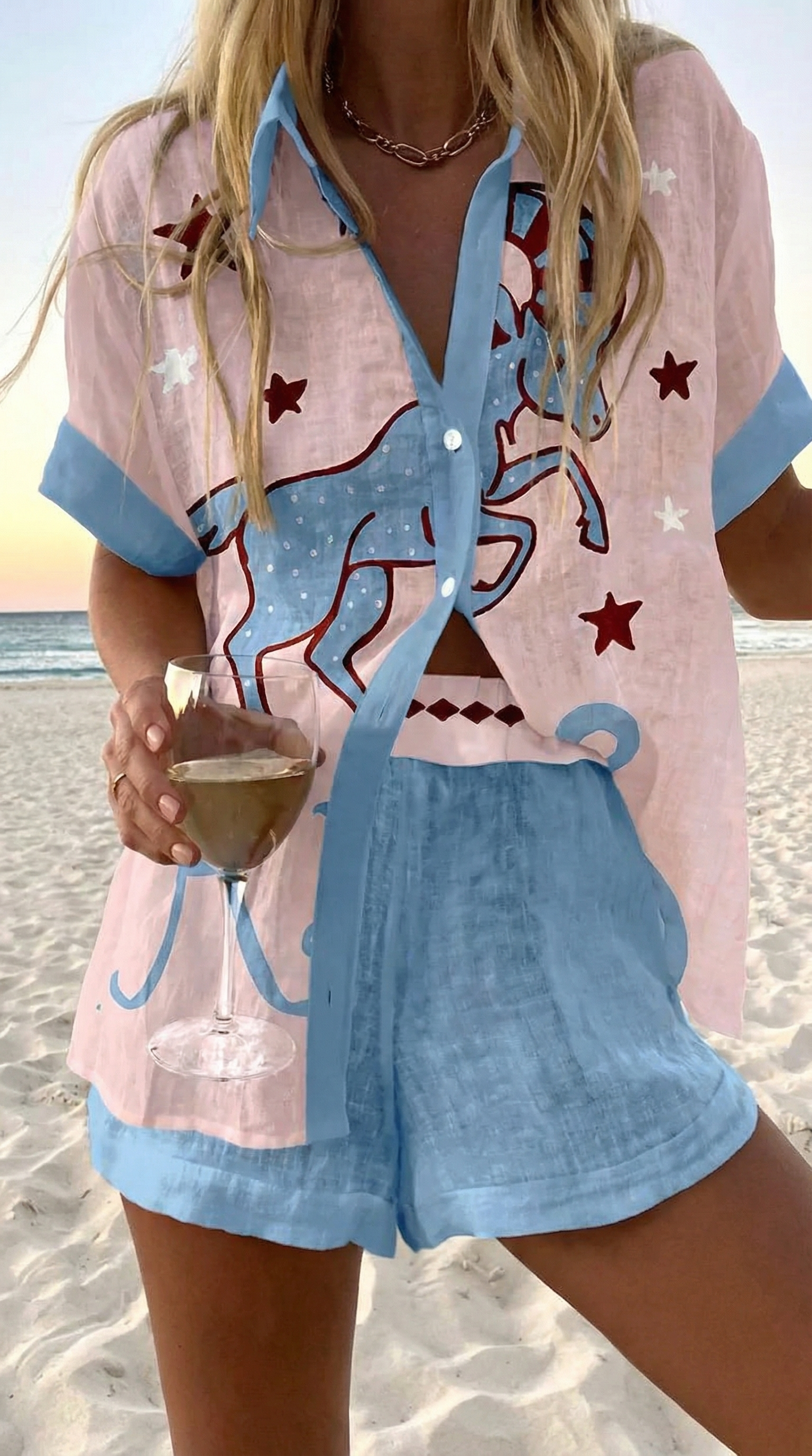 Completo Donna Lino Cotone con T-Shirt e Shorts