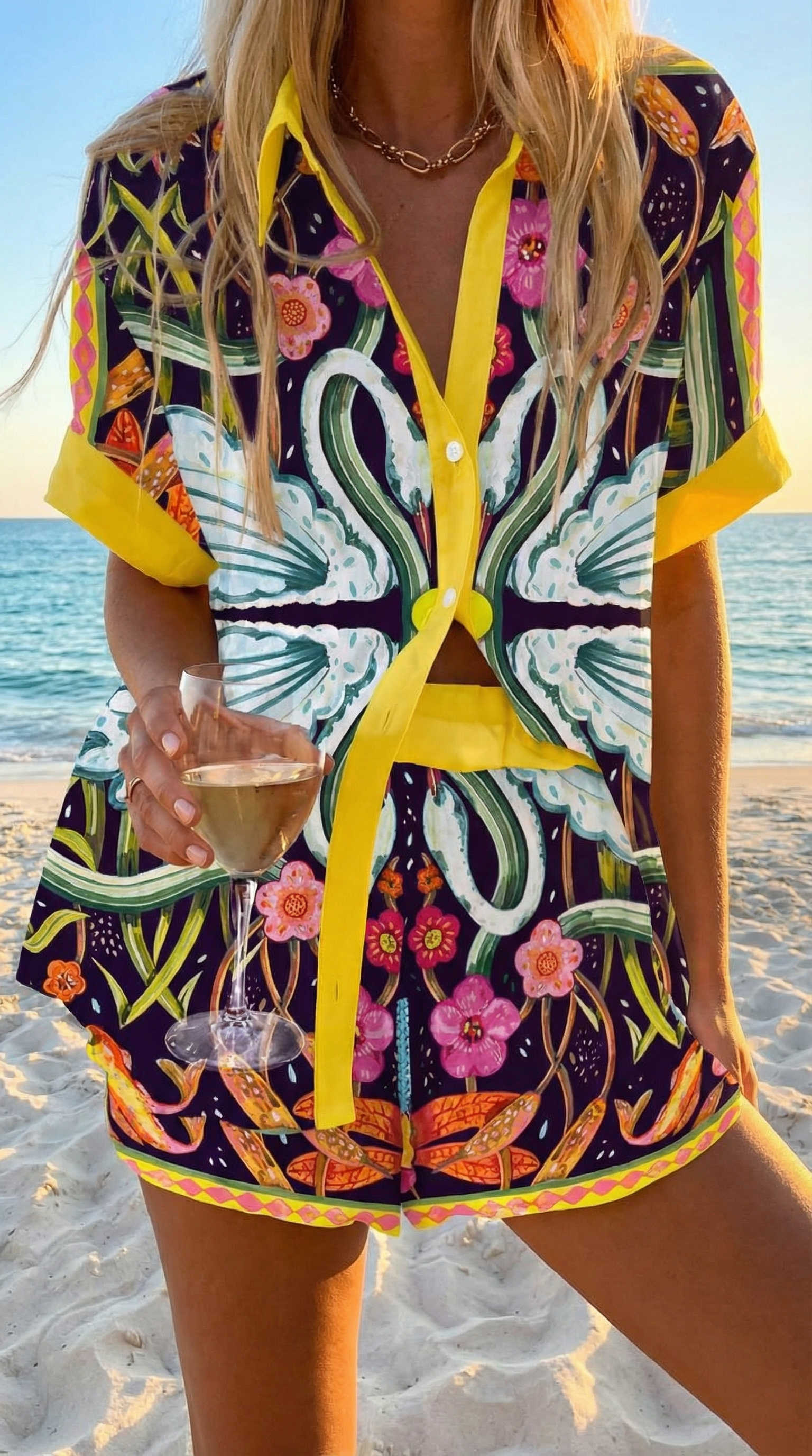 Completo Donna Lino Cotone con T-Shirt e Shorts