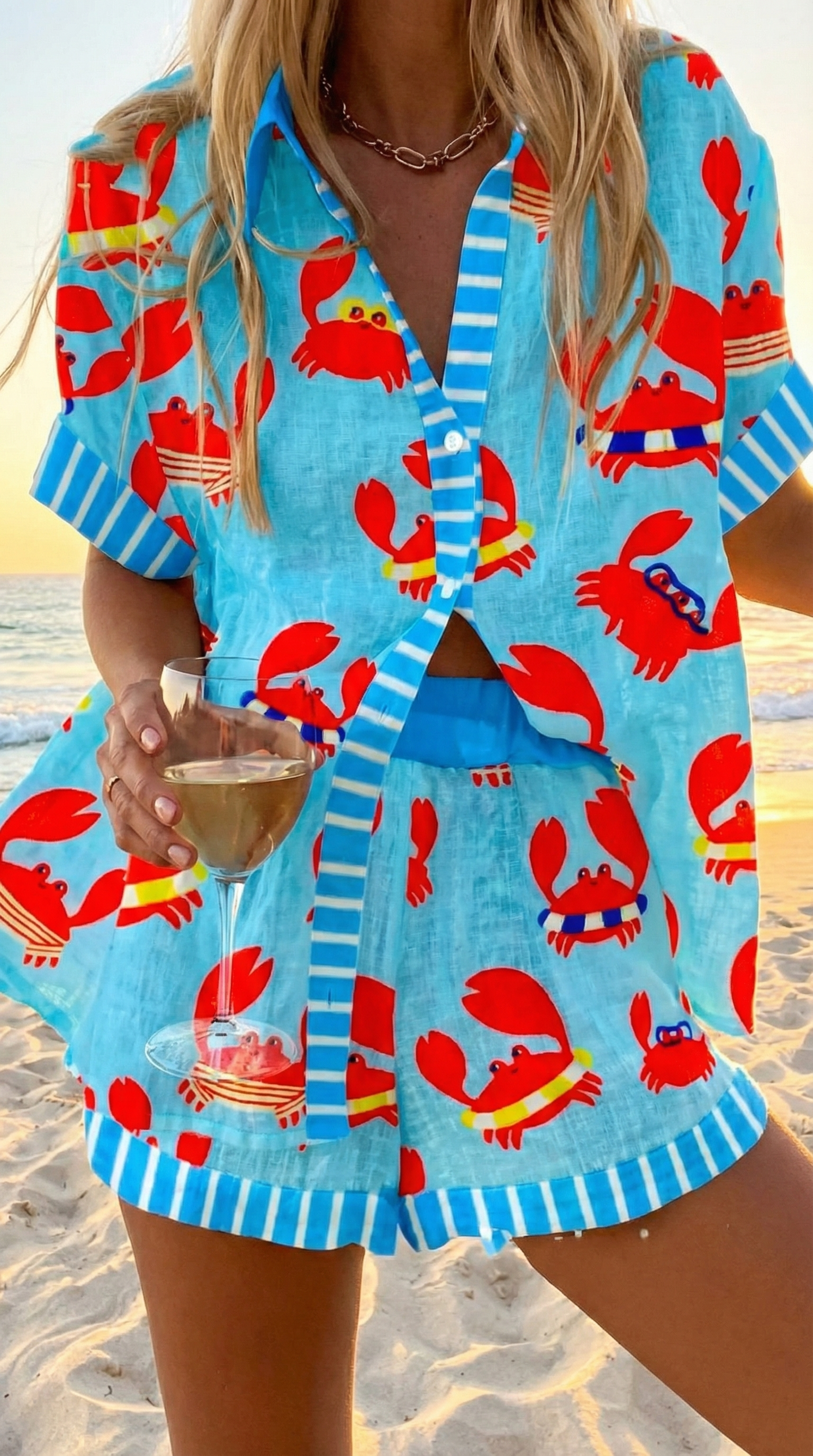 Completo Maglietta E Shorts Lino Cotone Casual