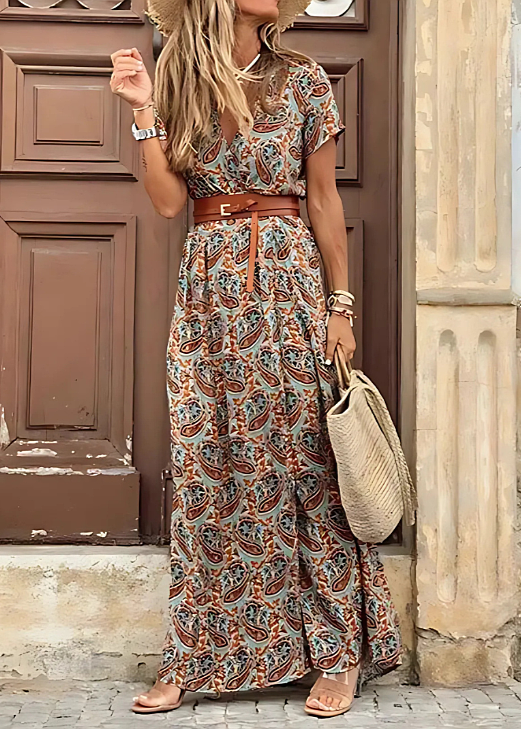 Vestido Boho Largo y Vaporoso con Cinturón Ajustable