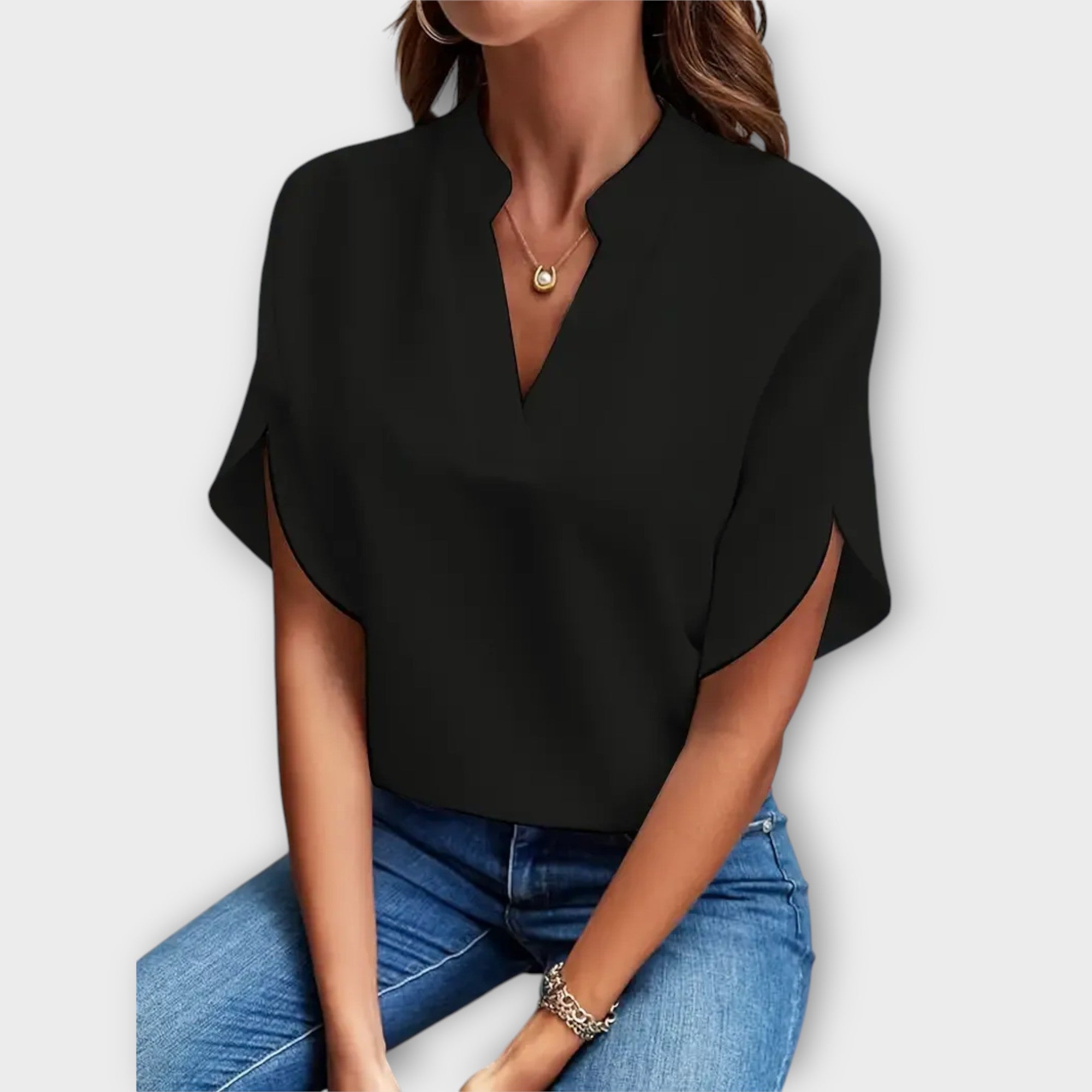 Blusa Veraniega Elegante con Cuello en V Suelto