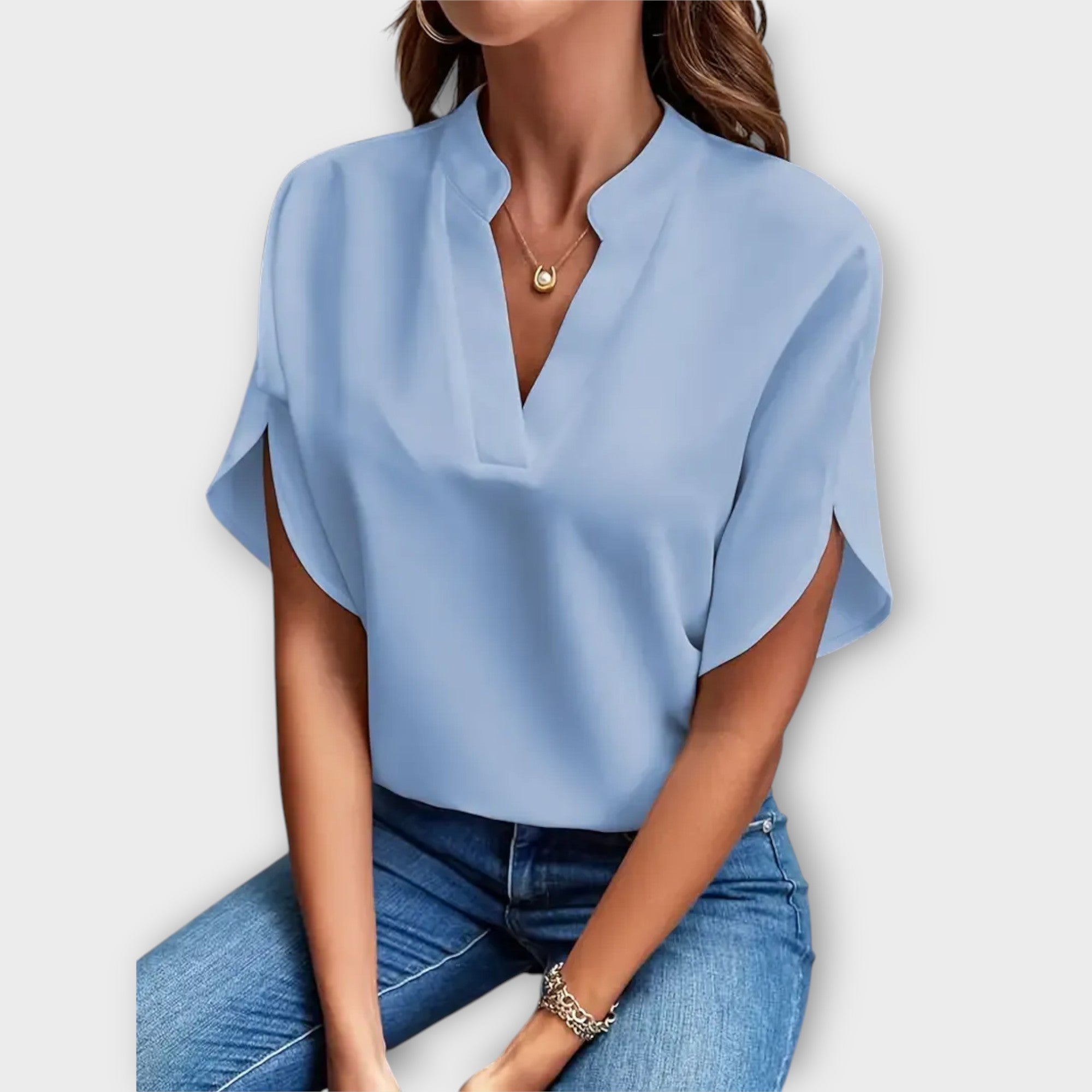 Blusa Veraniega Elegante con Cuello en V Suelto