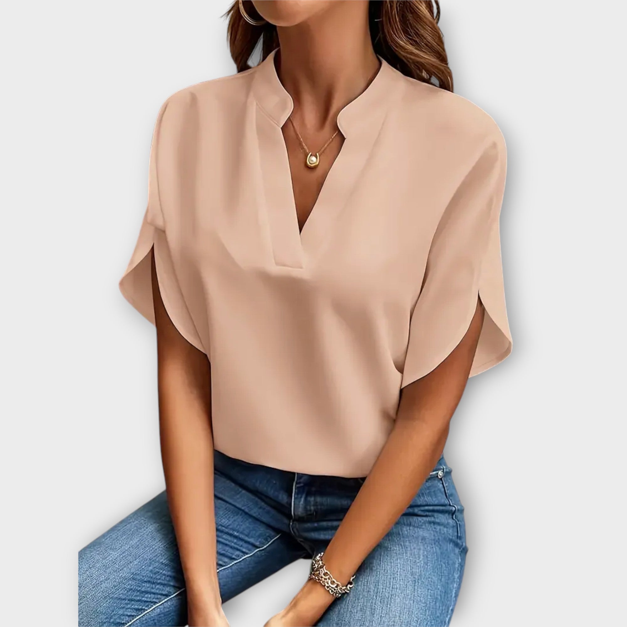 Blusa Veraniega Elegante con Cuello en V Suelto