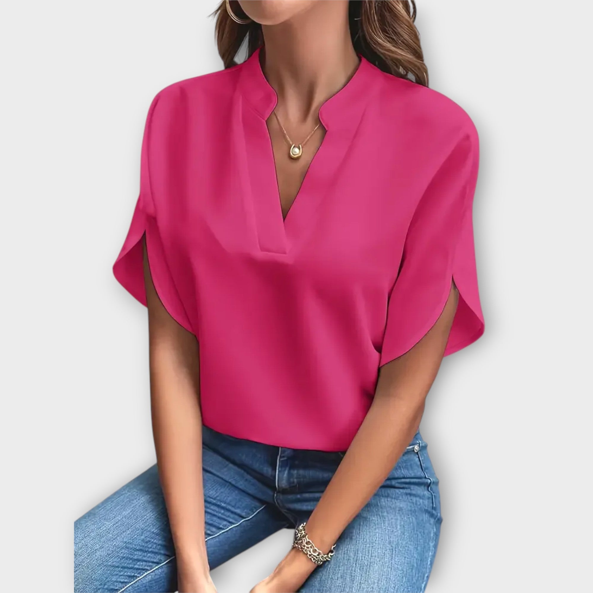 Blusa Veraniega Elegante con Cuello en V Suelto