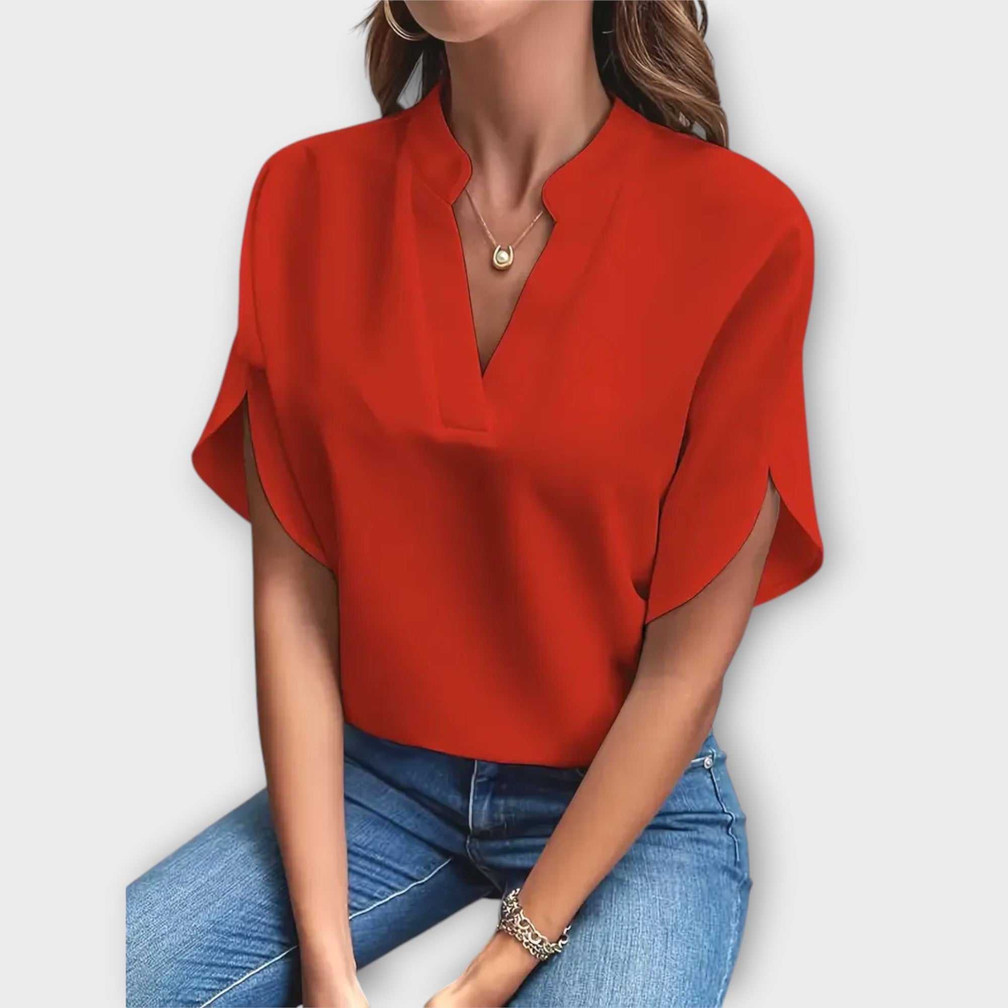 Blusa Veraniega Elegante con Cuello en V Suelto