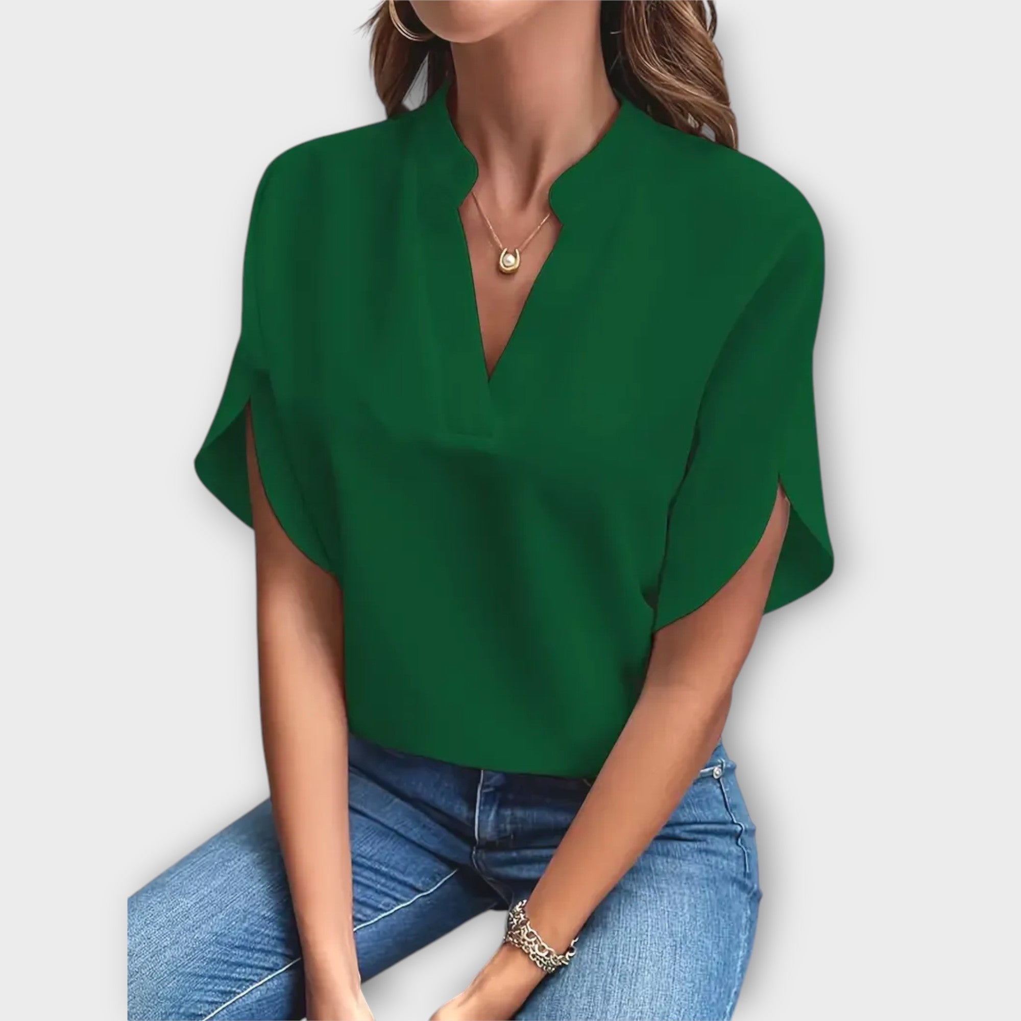 Blusa Veraniega Elegante con Cuello en V Suelto
