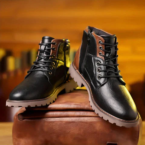 Botas De Piel Casual Para Hombre Con Ajuste Estructurado