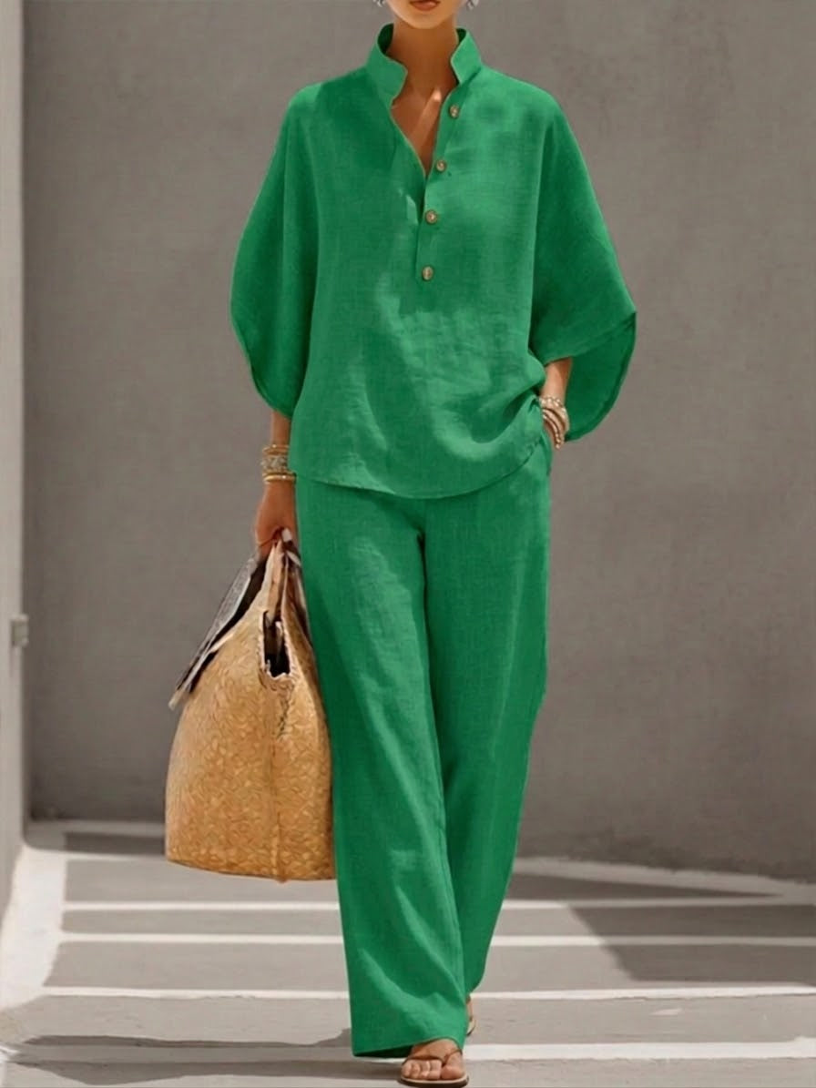 Completo Cotone E Lino Con Maniche A Pipistrello