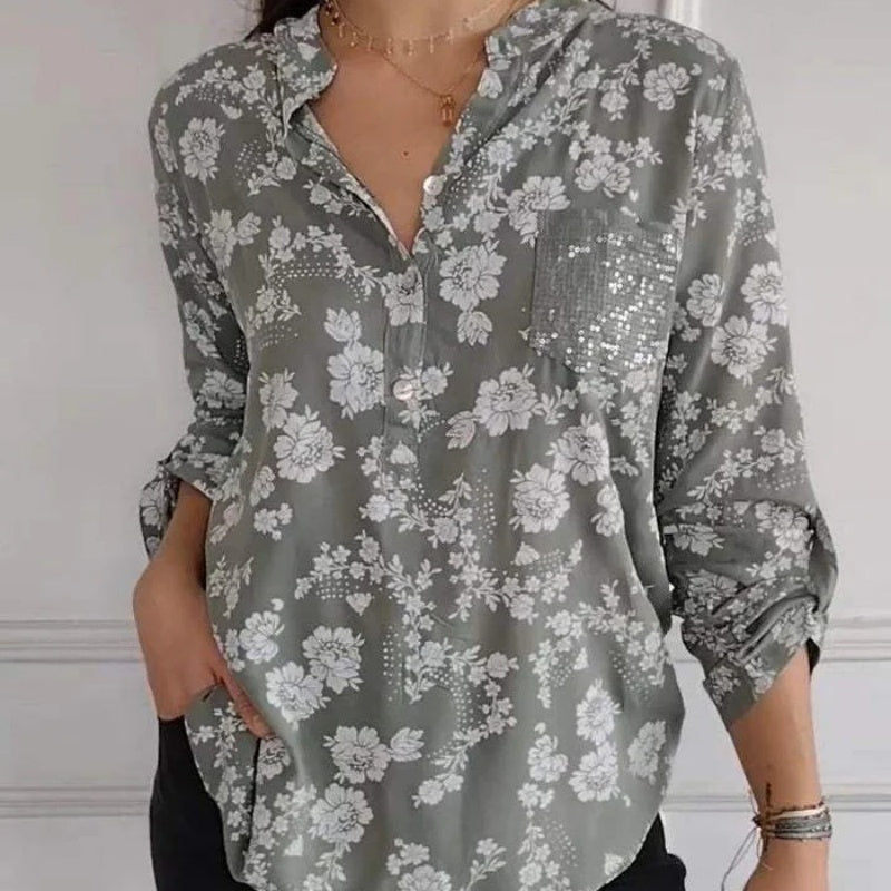 Blusa De Flores De Manga Larga De Estilo Romántico