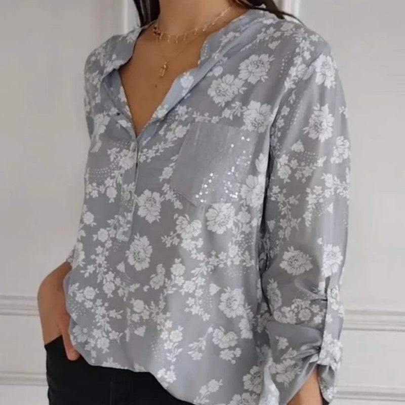 Blusa De Flores De Manga Larga De Estilo Romántico