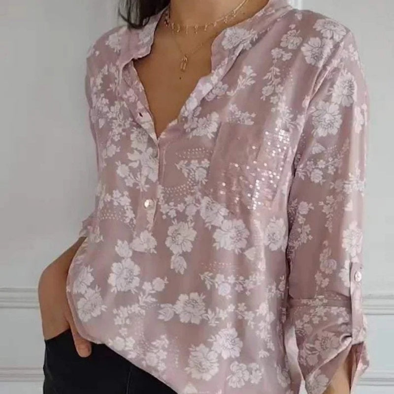 Blusa De Flores De Manga Larga De Estilo Romántico