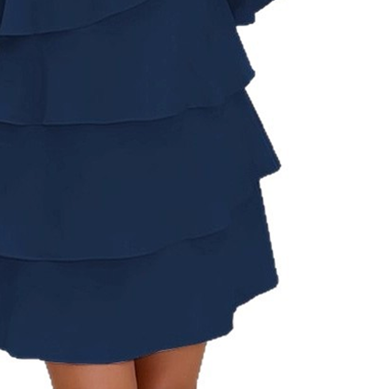 Vestito Lungo Donna con Volant e Scollo Quadrato