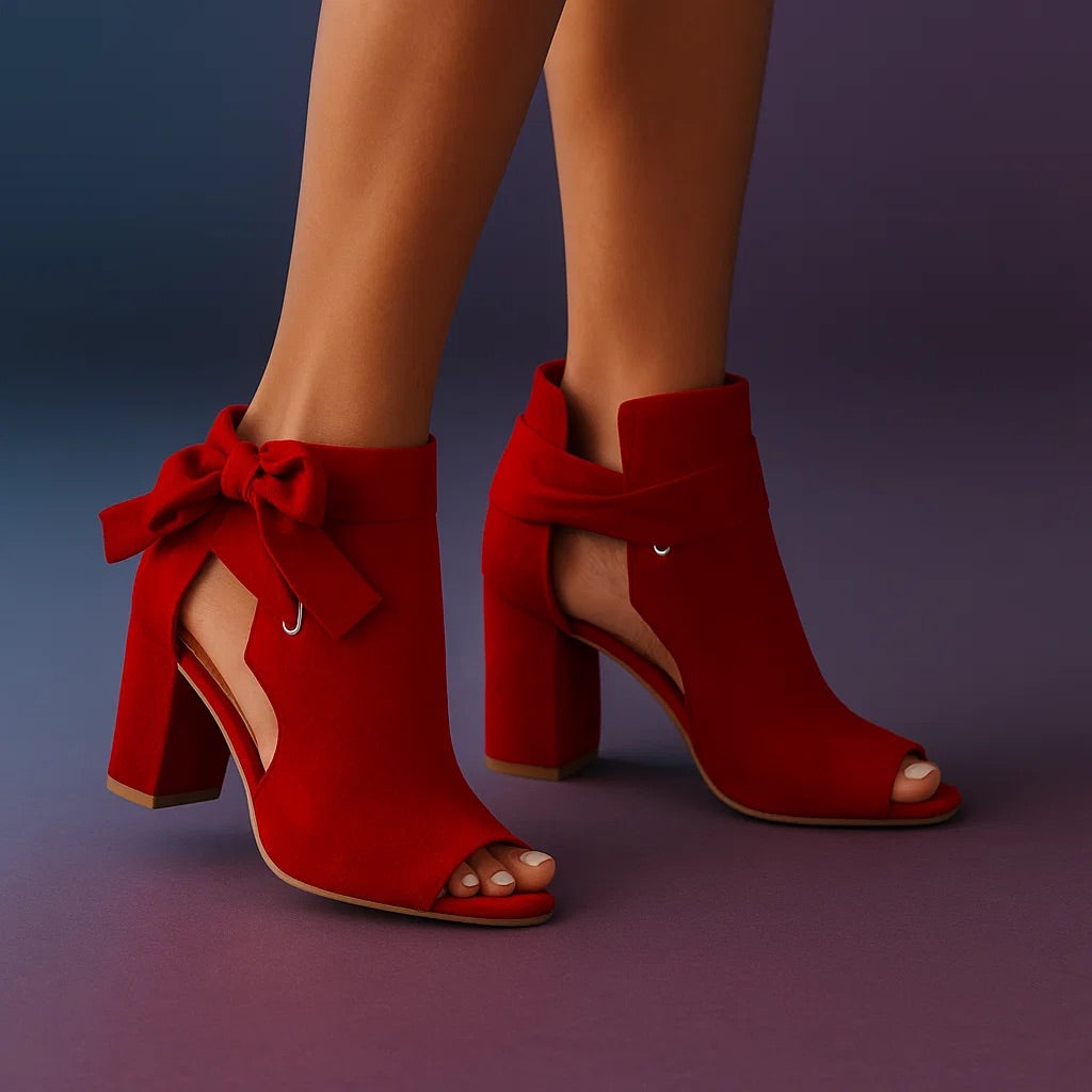 Sandali Eleganti Tacco Largo Con Lazo E Peep-Toe